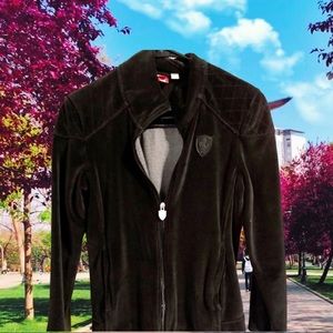 Puma Ferrari Black Velour Zip Jacket Size Small